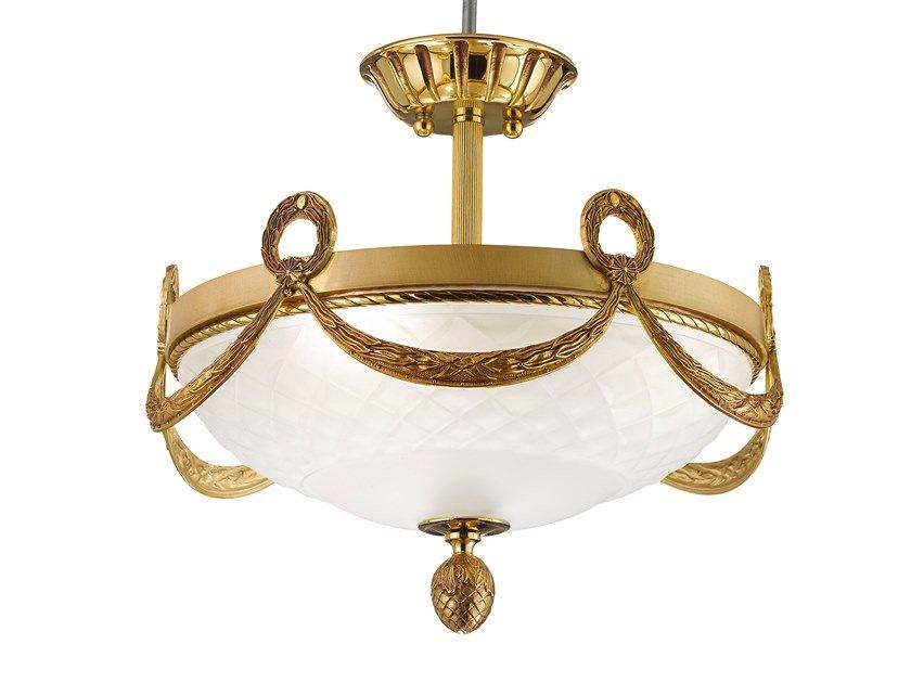 French Gold semi flush with glass | Cloe 1741/3sf by Possoni Illuminazione