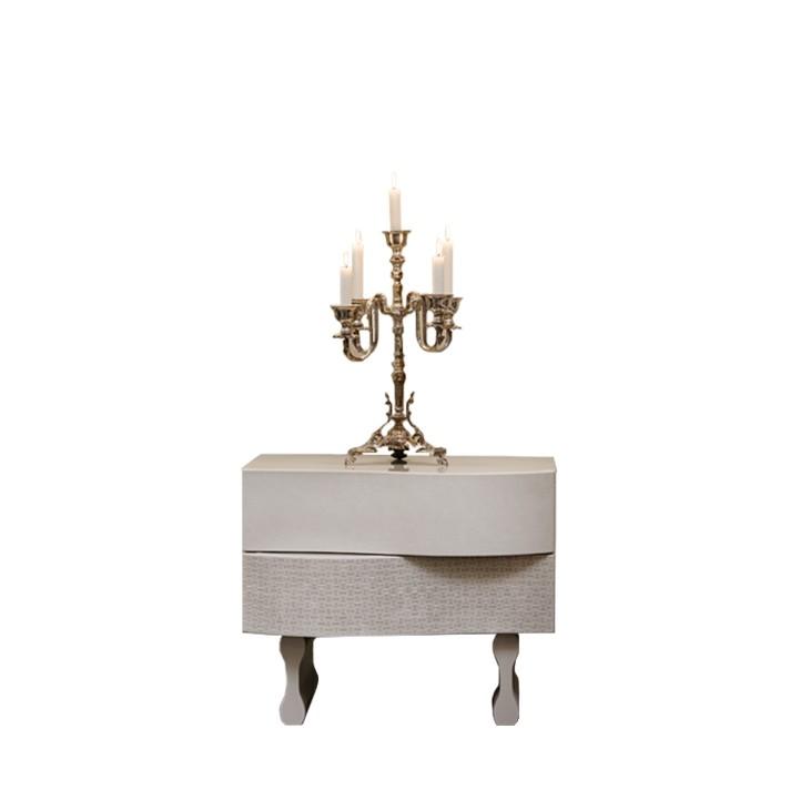 Rectangular leather and wooden bedside table | Ola by Mantellassi 1926