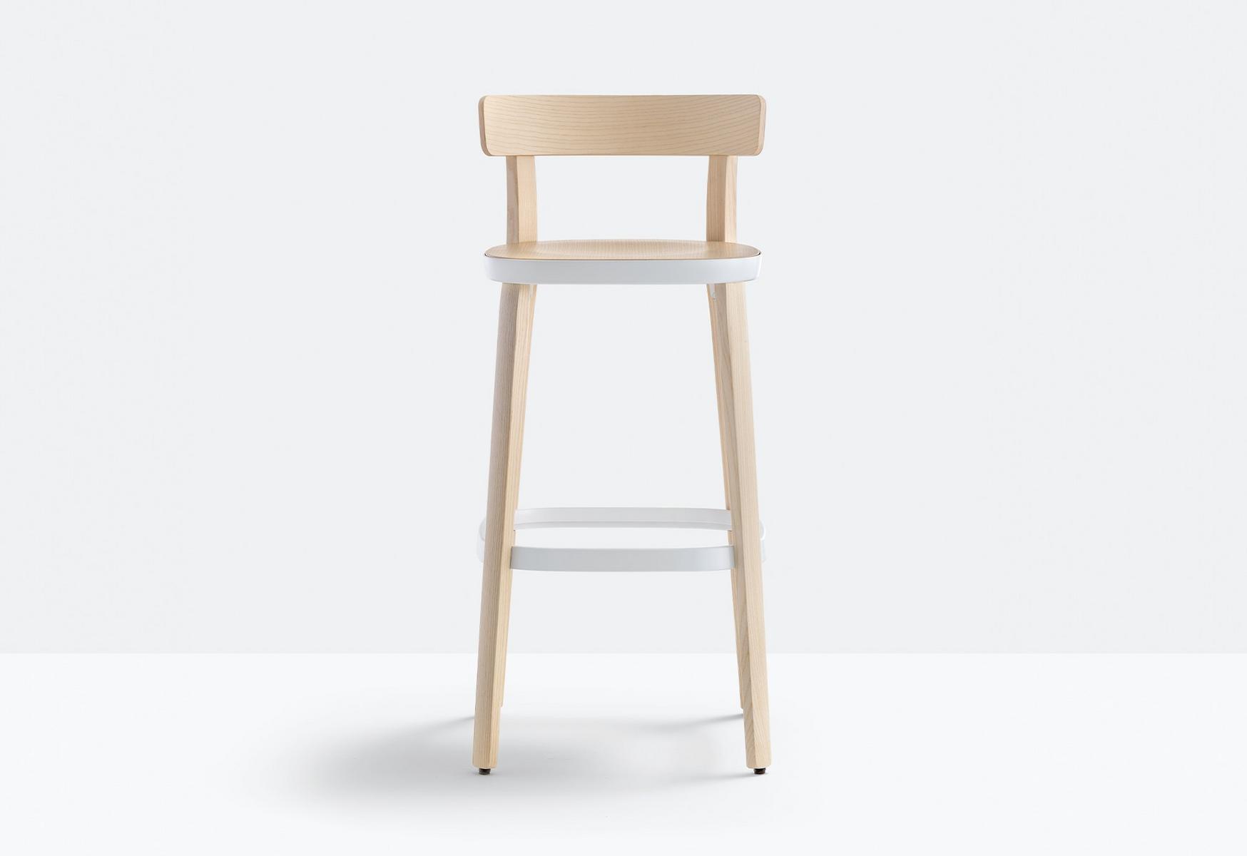 High ash stool with back | Folk 2936 by Pedrali