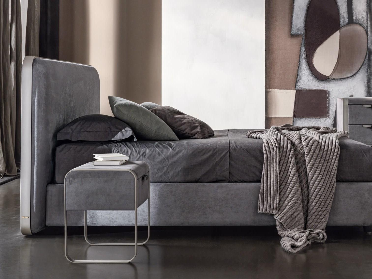 Rectangular leather bedside table with drawers | Elvis by Cantori