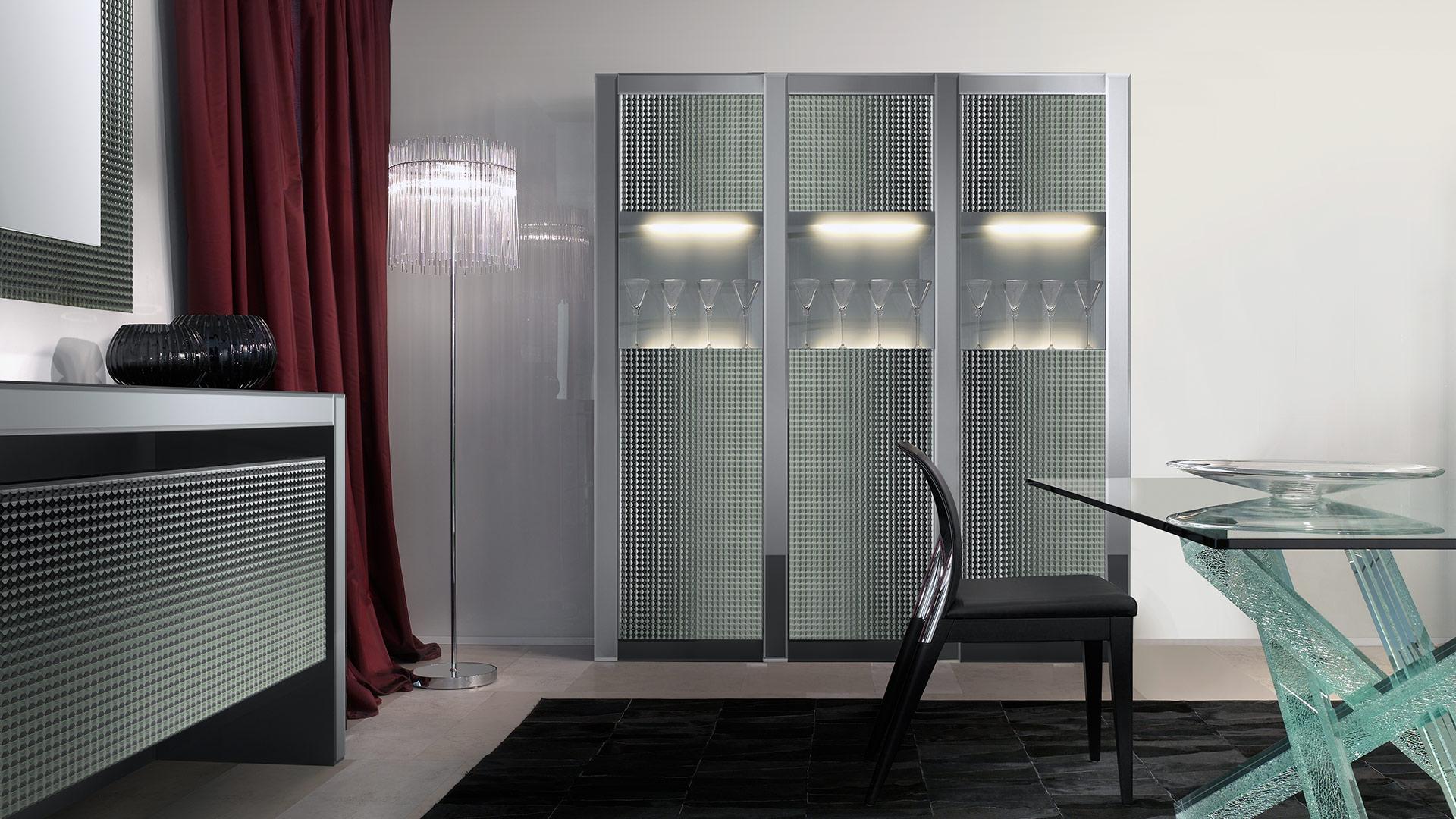 Glass highboard with integrated lighting | Diamante by Reflex