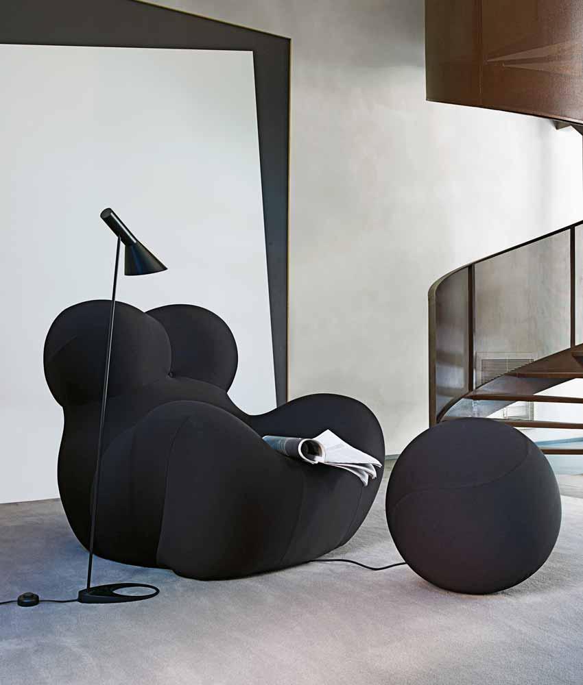 Upholstered fabric armchair with footstool | Serie Up 2000 by B&B Italia