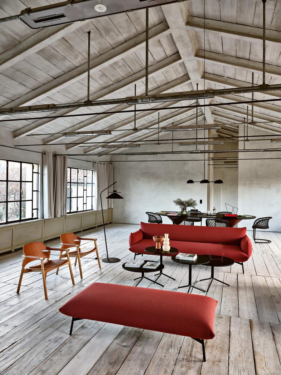 Upholstered rectangular fabric pouf | Area B2 M Ts by Midj