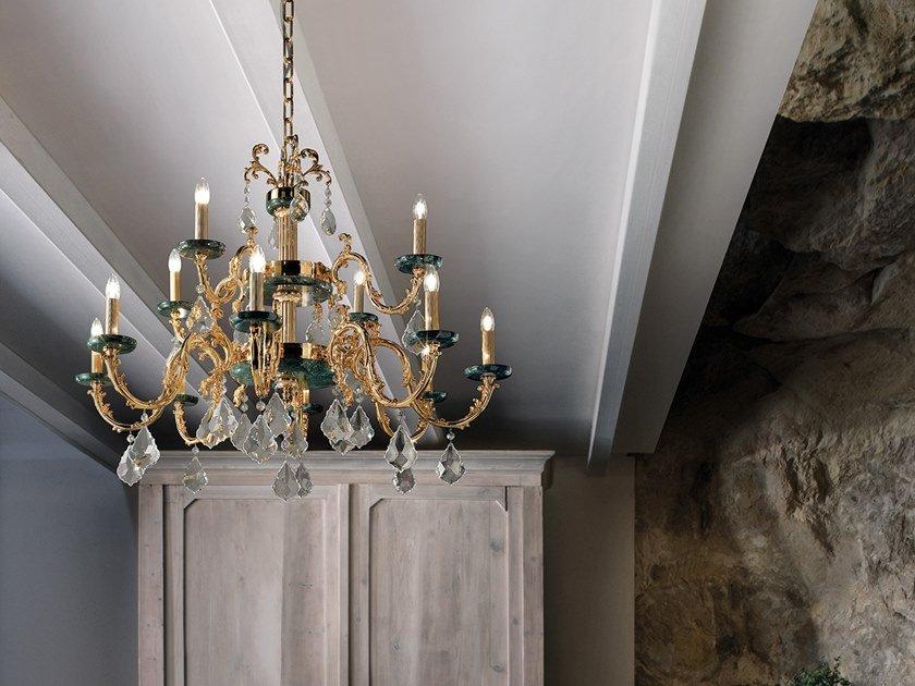 Incandescent brass chandelier with crystals | Eternity 8+4 / 6+3 by Masiero