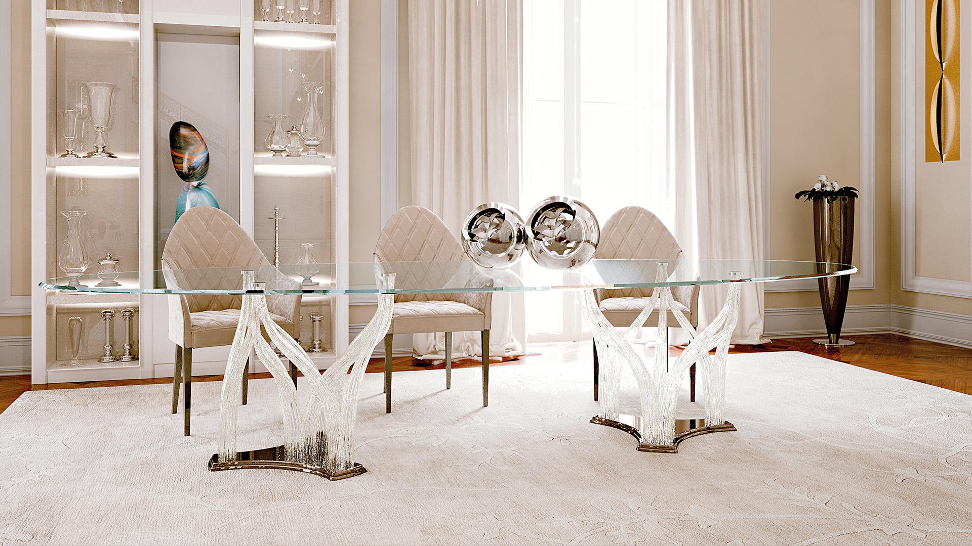 Oval glass dining table with Lazy Susan | Casanova by Reflex