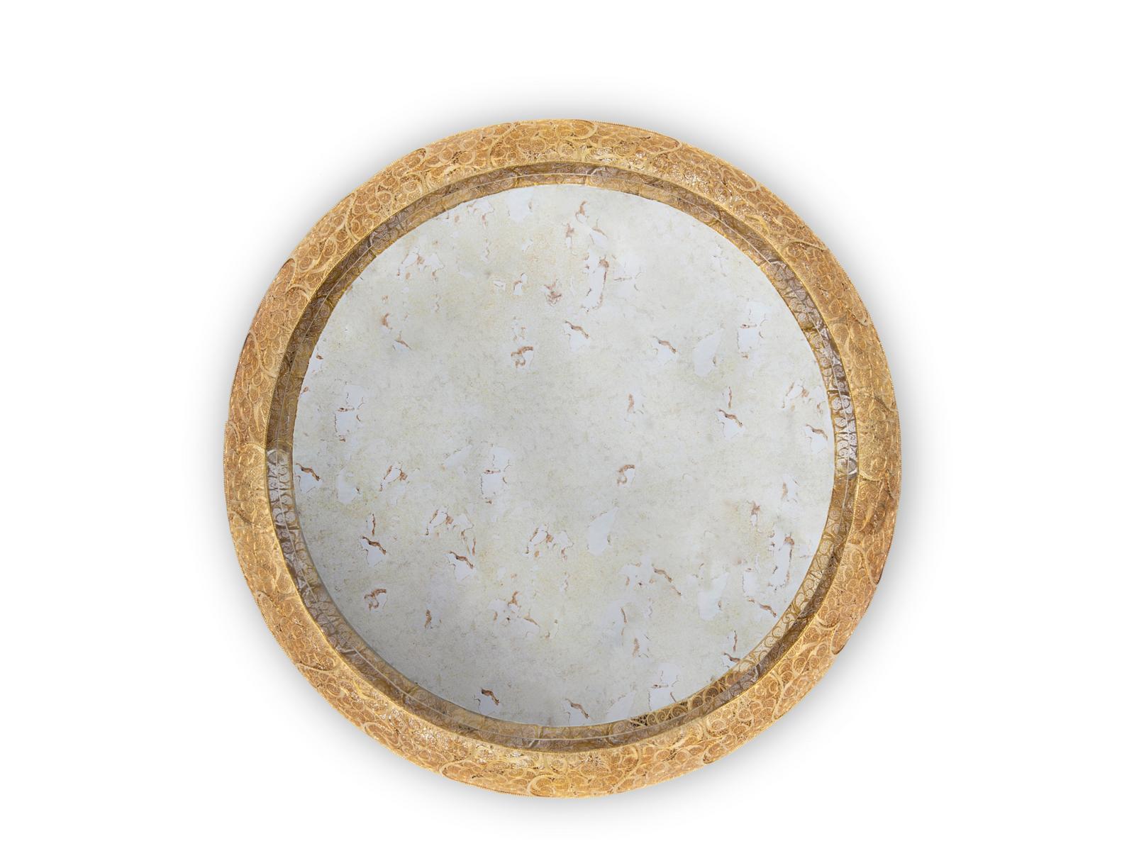 Round framed wall-mounted brass mirror | Ring Filigree Ii by Boca Do Lobo