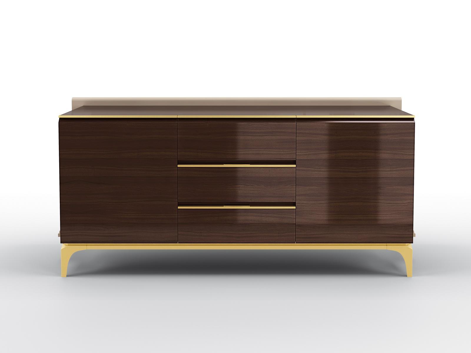 Wenge sideboard with doors with drawers | Deanna by Bruno Zampa