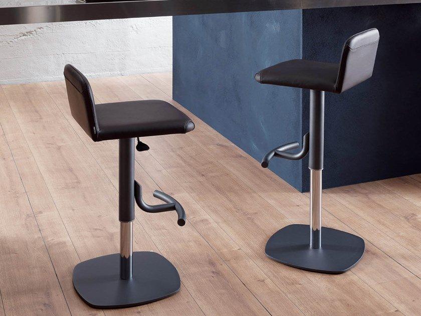 Upholstered leather stool with gas lift | Cooper by Ozzio Italia