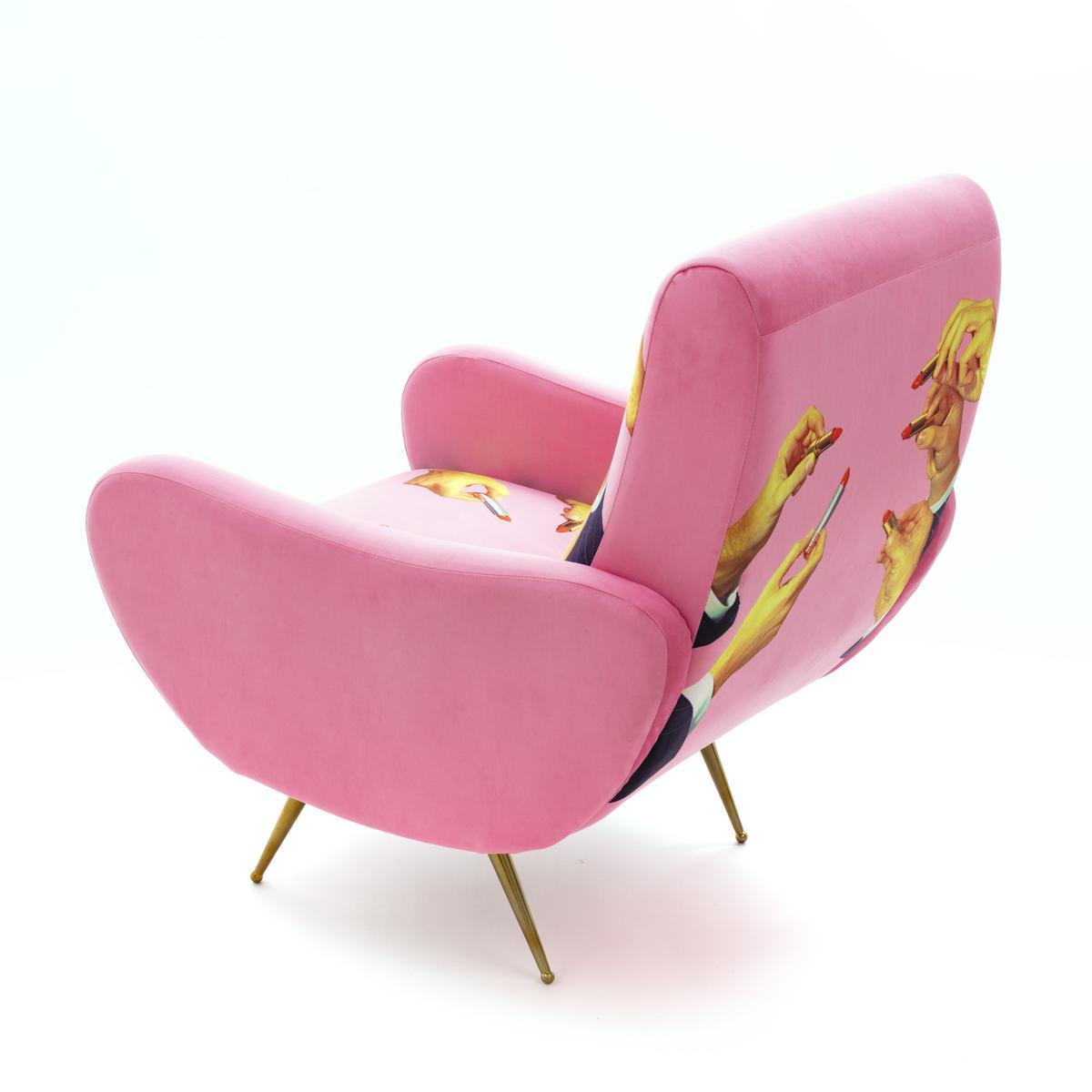 Fabric armchair with armrests | Lipstick Pink by Seletti