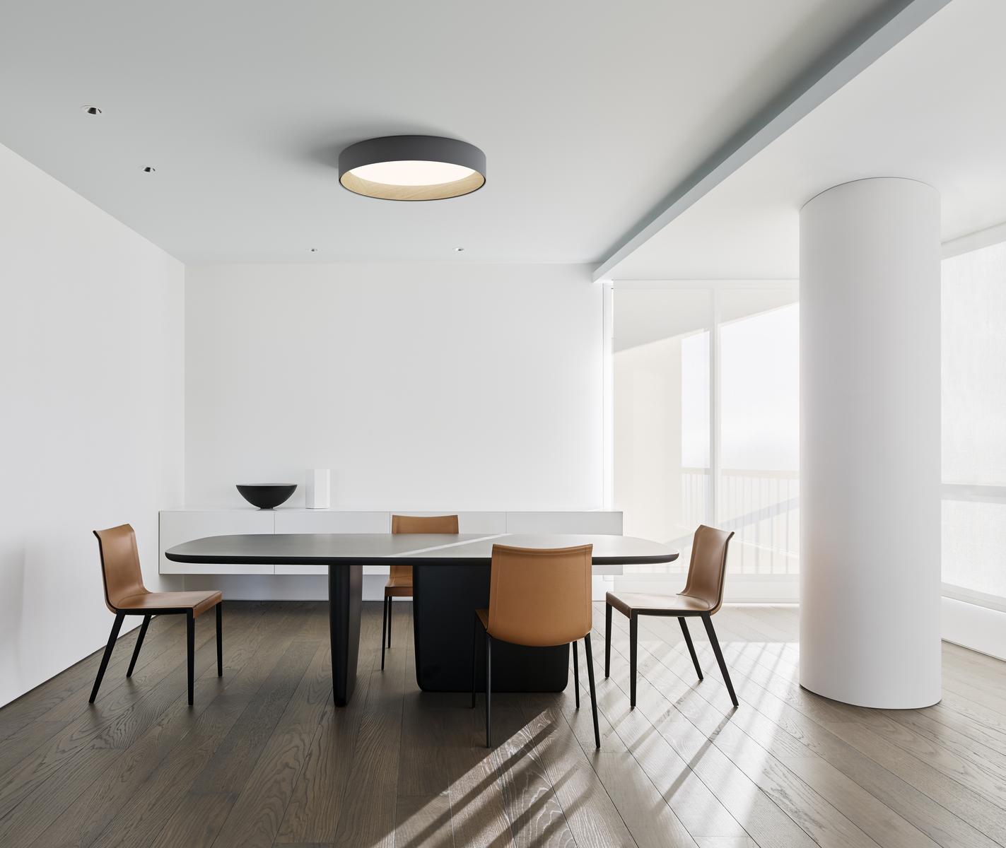 LED aluminium and wood ceiling lamp | Duo by Vibia