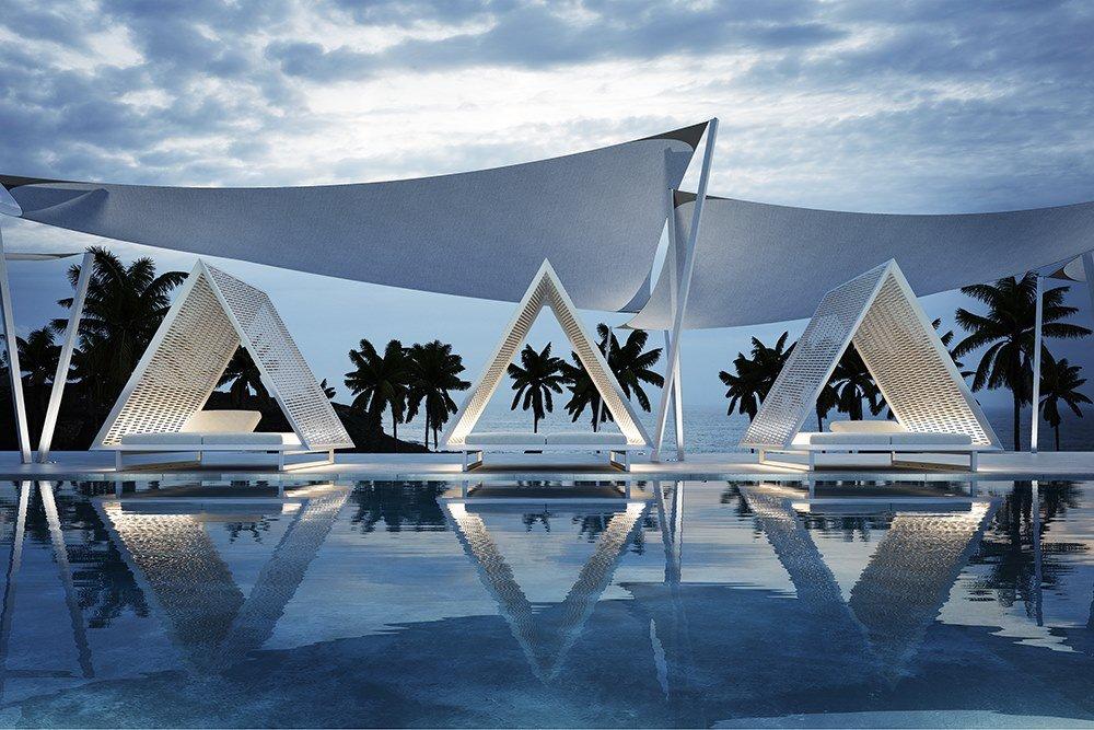 Recliner garden bed with parasol | Vineyard by Vondom