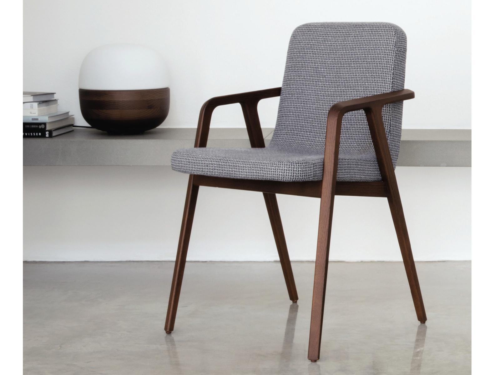 Upholstered fabric chair with armrests | Lolita by Porada