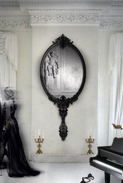 Wall-mounted framed mahogany mirror | Marie Antoinette by Boca Do Lobo