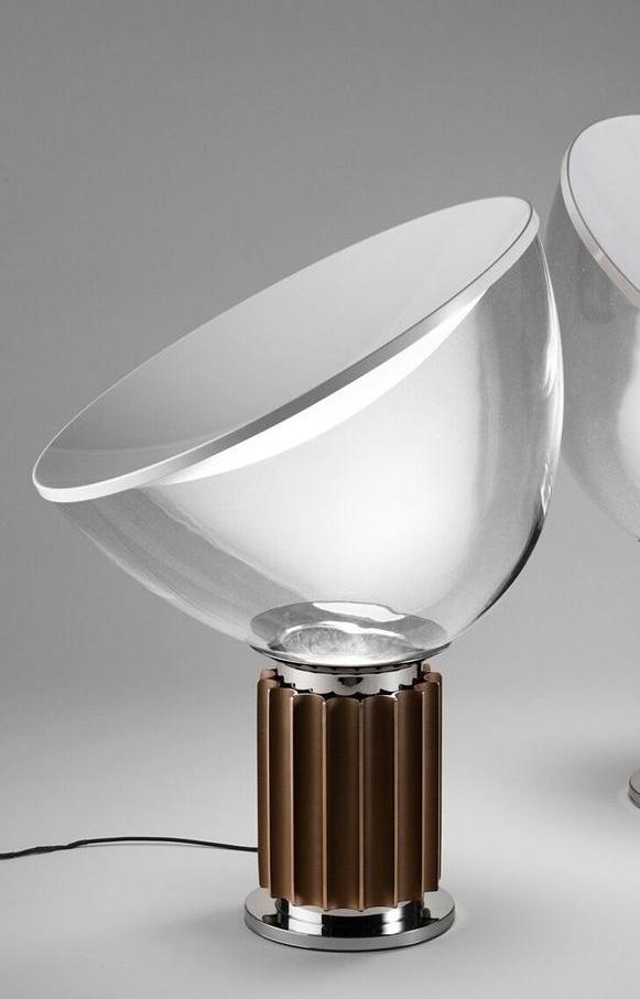 LED indirect light glass and aluminium table lamp | Taccia Small by Flos