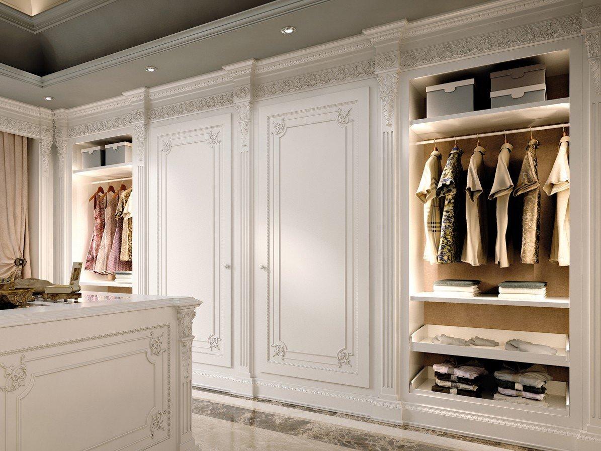 Custom wooden walk-in wardrobe with integrated lighting | 9700 by Ezio Bellotti
