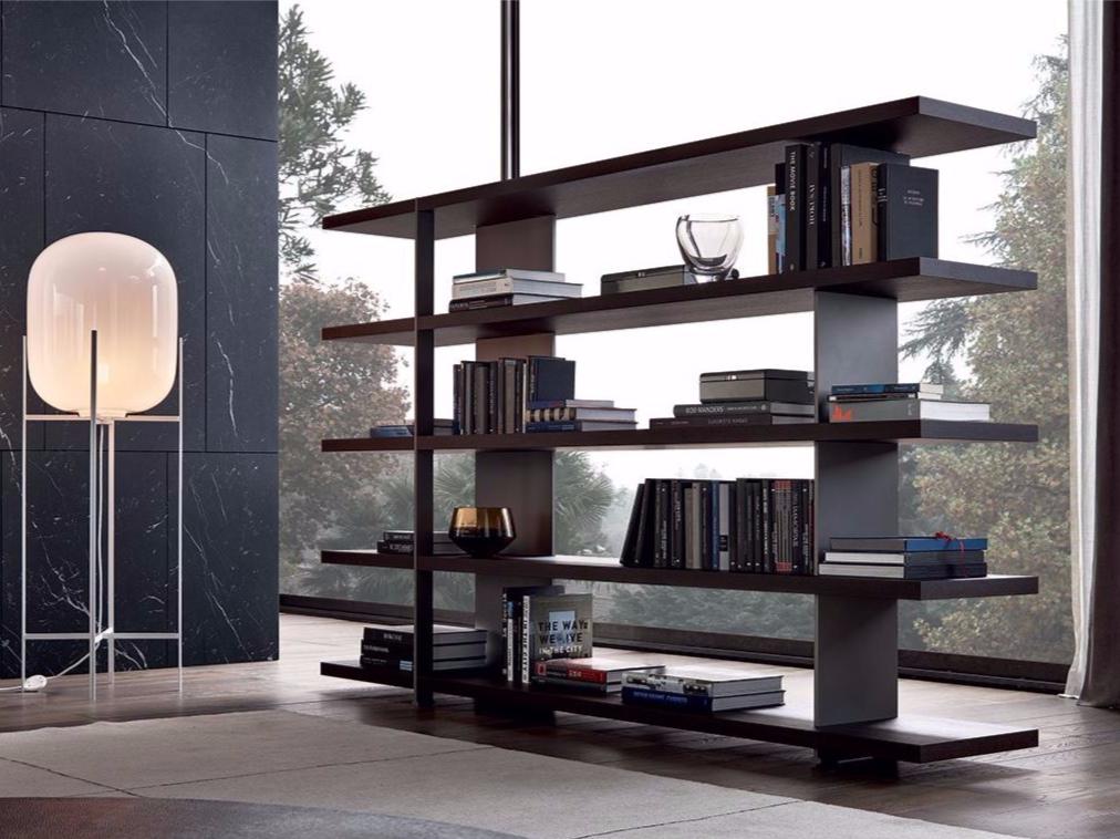 Open double-sided wood veneer bookcase | Bristol by Poliform