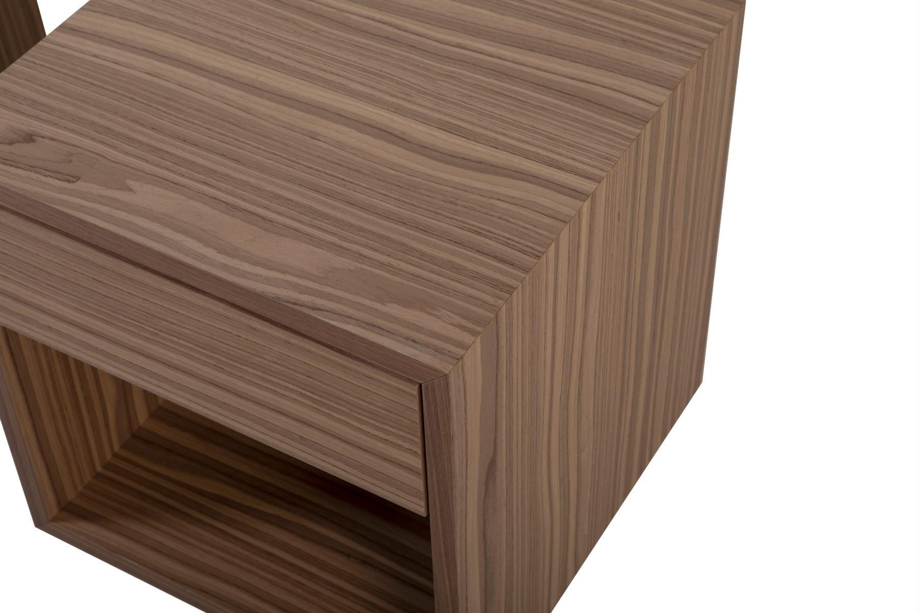 Square walnut bedside table with drawers | Cubo by Tonin Casa