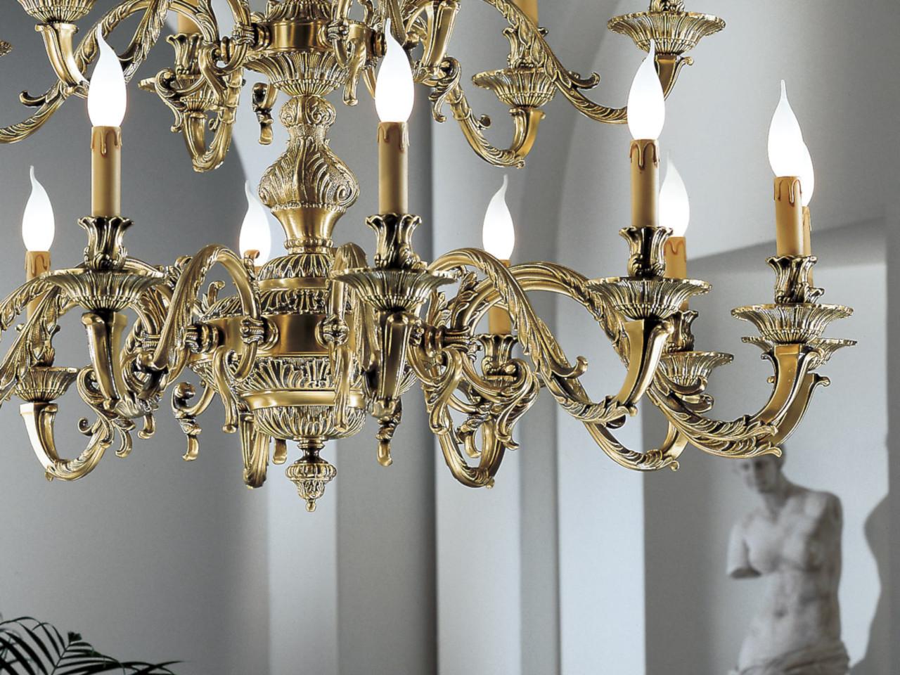 Antique Brass chandelier | Brad 1167/12+6 by Possoni Illuminazione