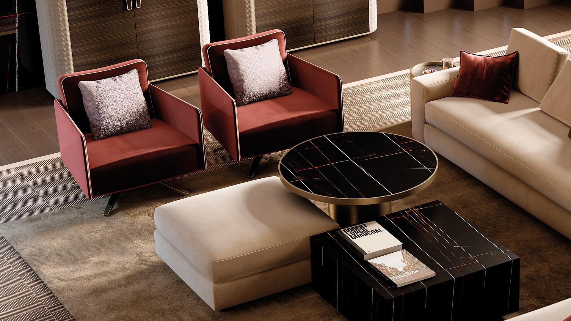 Fabric armchair with armrests | Diamante by Reflex