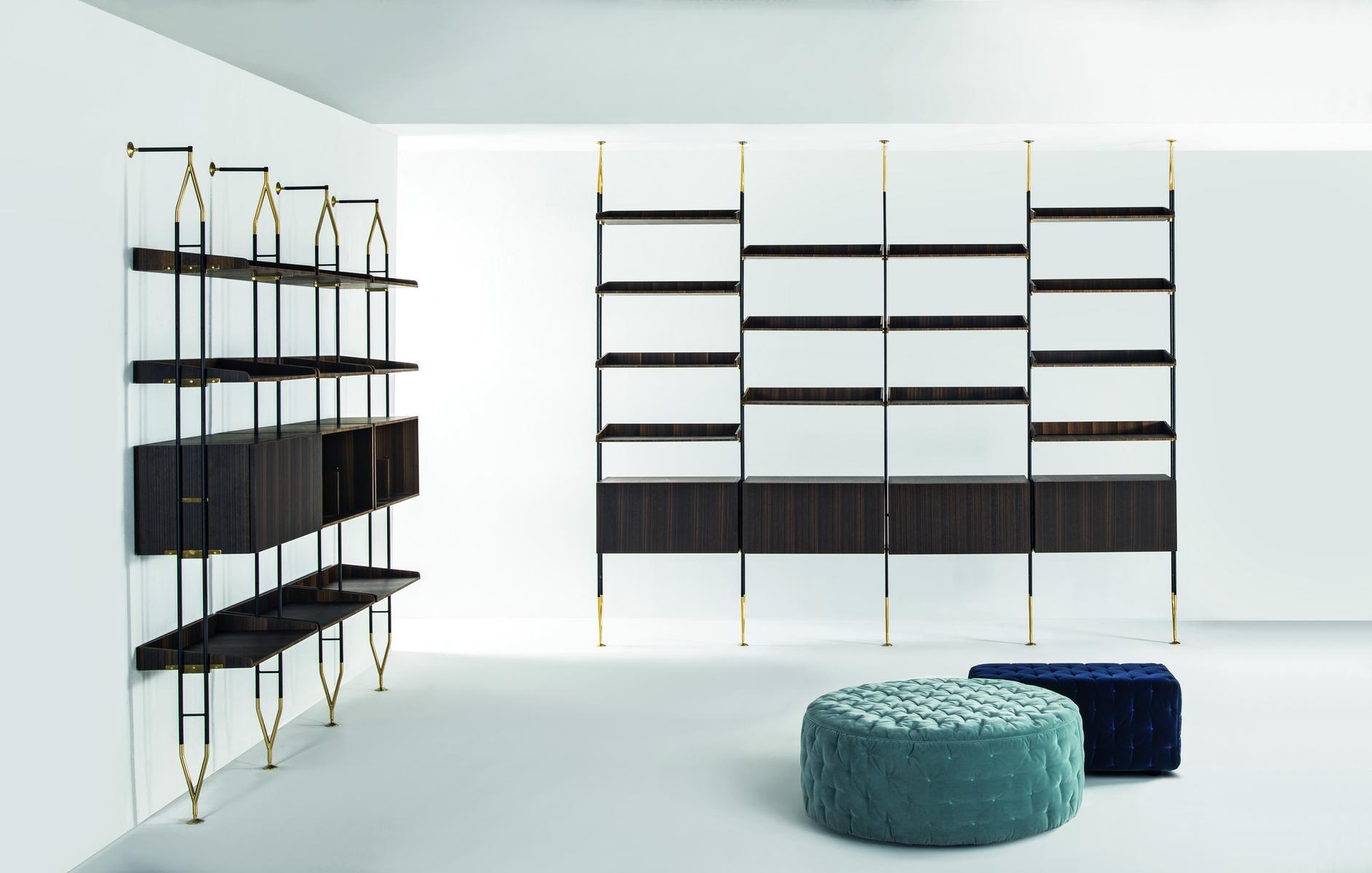 Open floor-ceiling mounted bookcase | Amy by Frigerio
