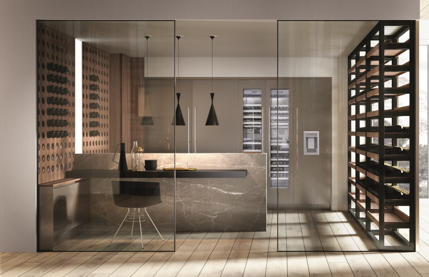 Metal kitchen with handles Aster Cucine Domina