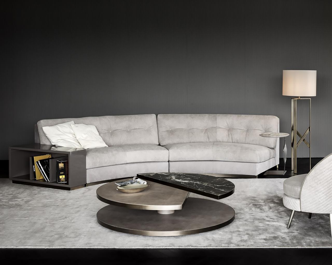 Fabric sofa with integrated magazine rack in a luxury style | Circus by Rugiano