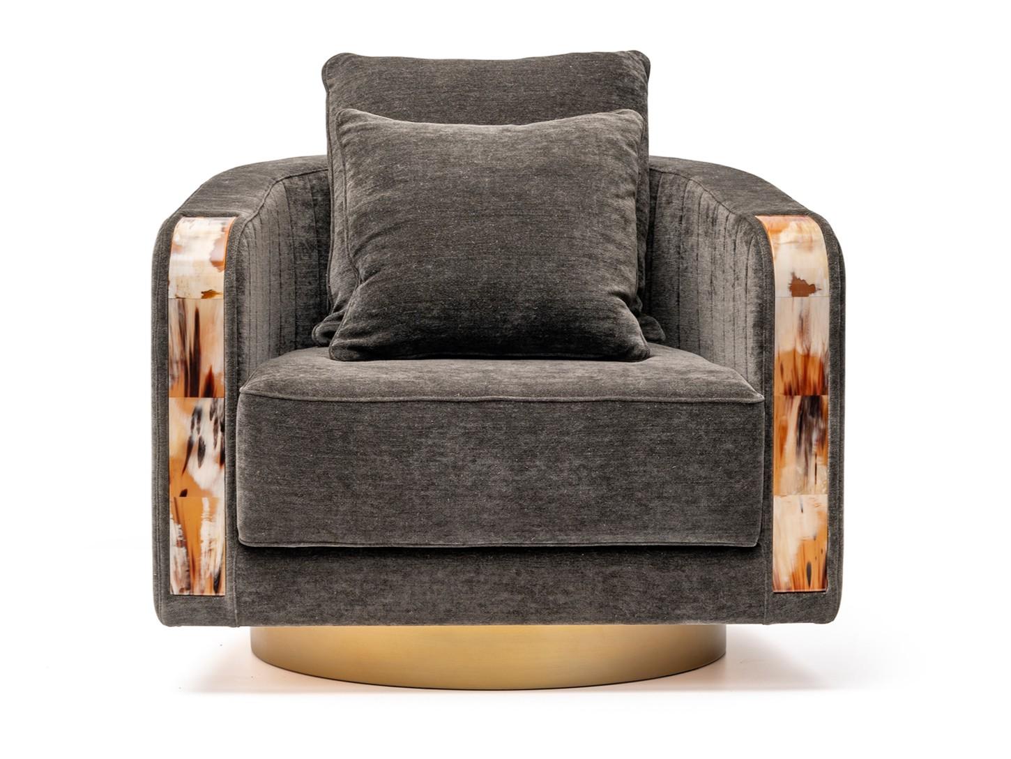 Swivel fabric armchair with armrests | Afrodite 7044b by Arcahorn