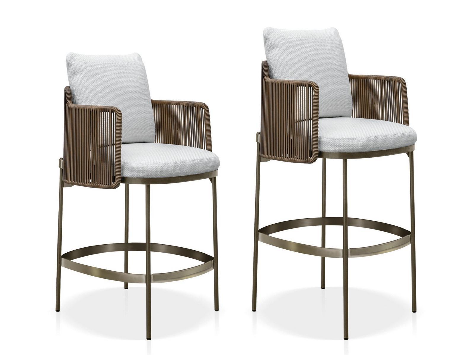 High stool with footrest | Tape Cord Outdoor by Minotti