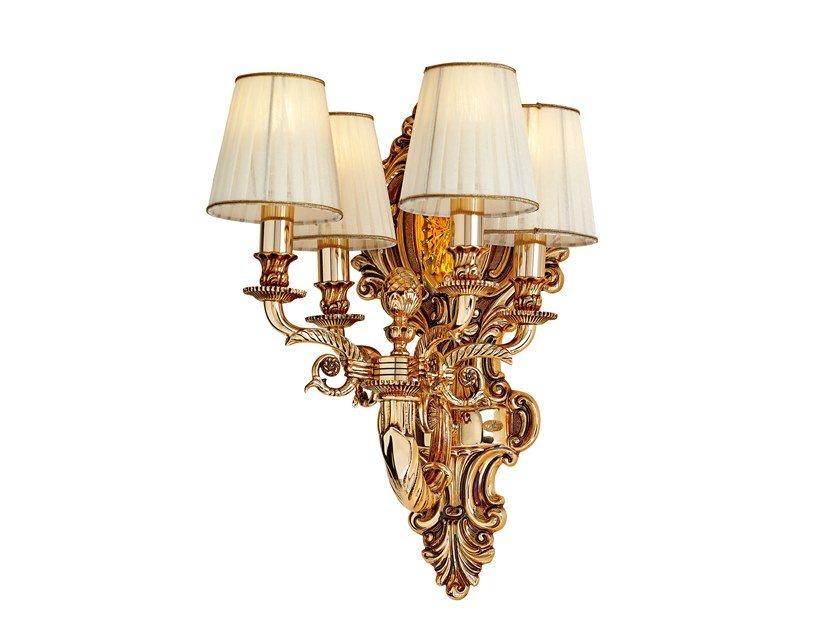 Shaded gold plated wall light with crystal and shades | Amber 431/a4 by Possoni Illuminazione