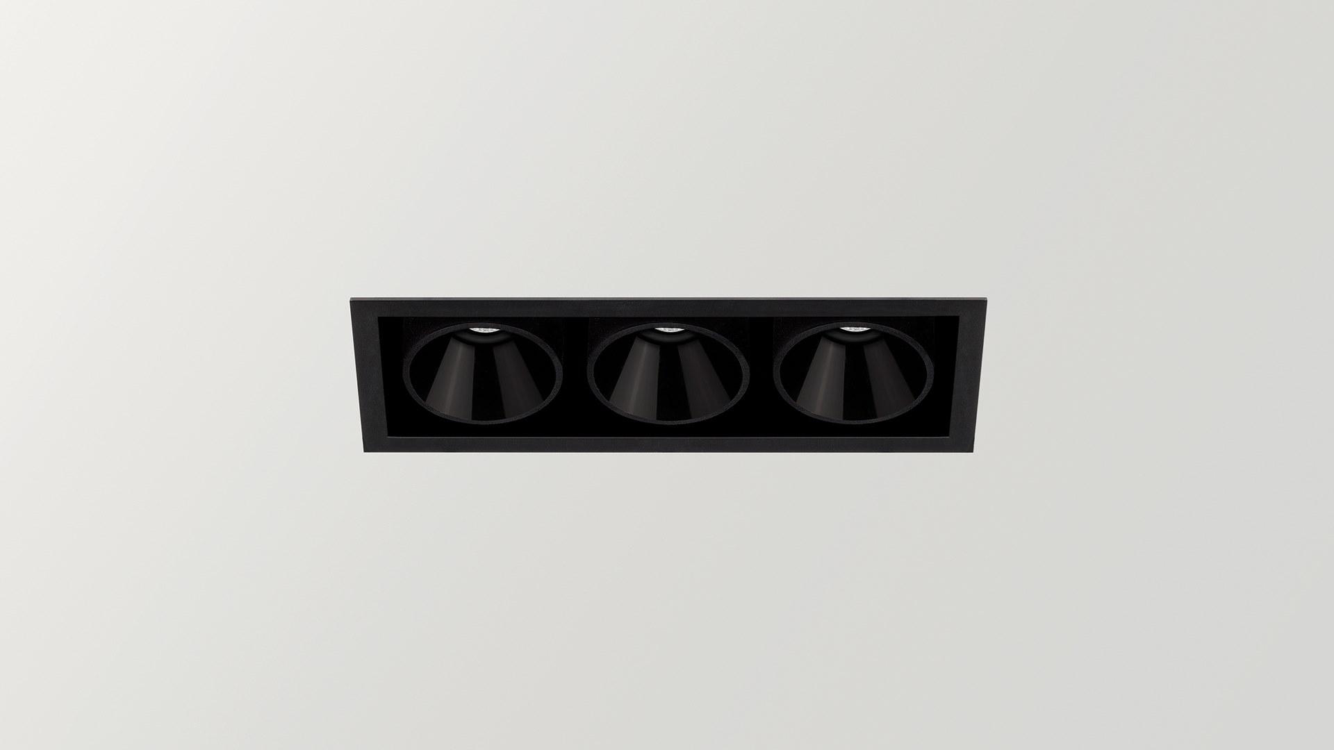 LED recessed multiple aluminium spotlight | Black Foster Recessed 3 by Arkoslight