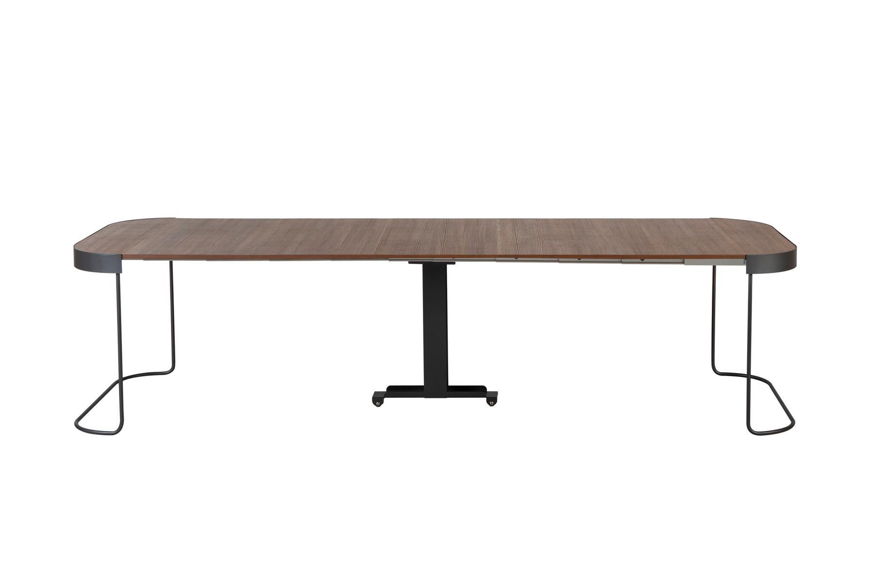 Extendable oval console in walnut and steel base | Cora by Tonin Casa