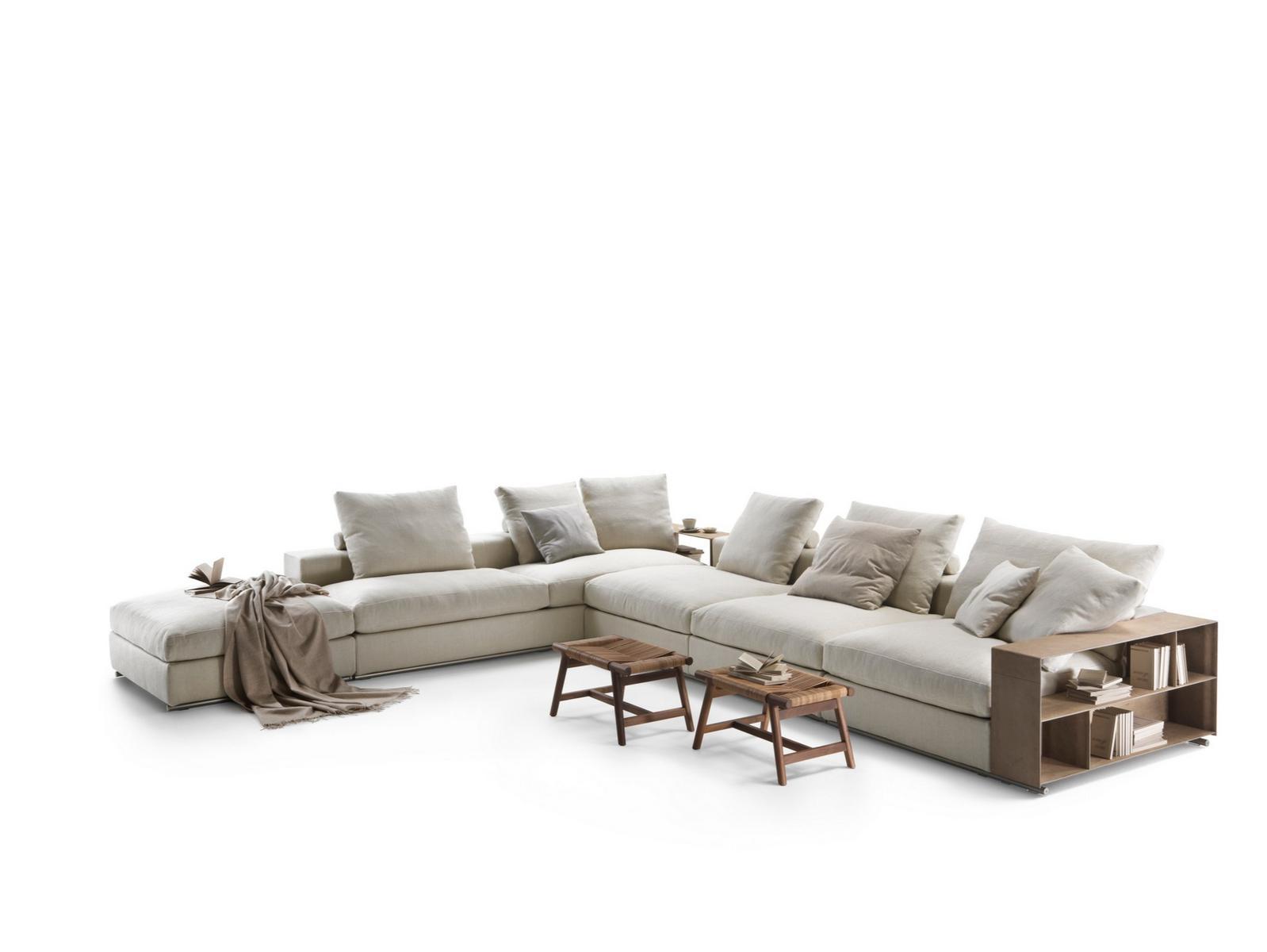 Sectional fabric sofa with storage space | Groundpiece by Flexform