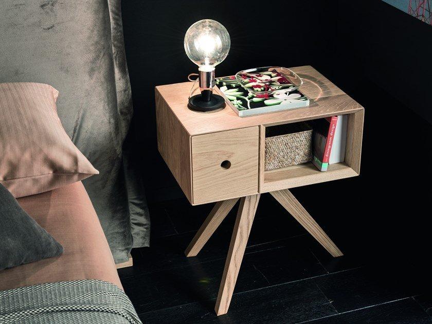 Rectangular oak bedside table with drawers | Geko by Altacorte
