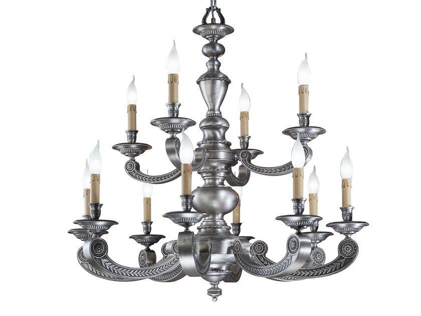Old silver chandelier | Alberto 268/8+4 by Possoni Illuminazione