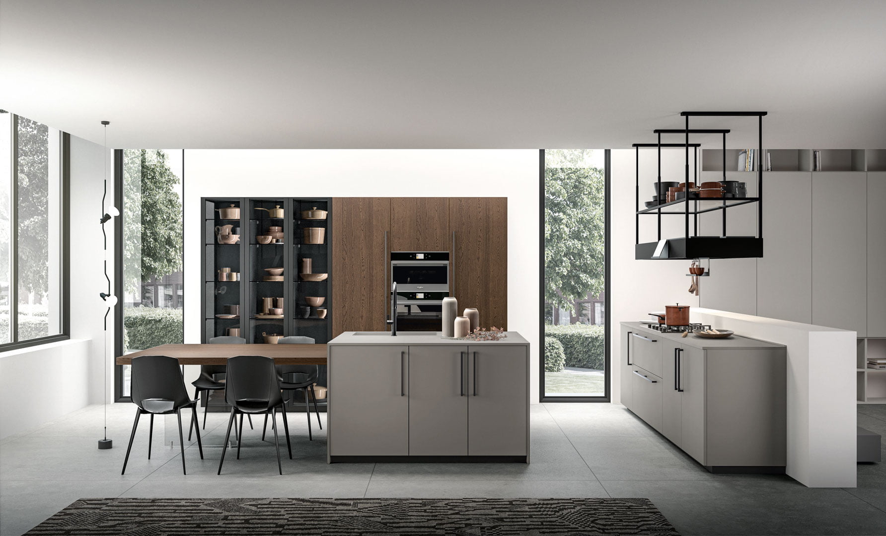 Melamine kitchen with integrated handles Lube Cucine Immagina wood