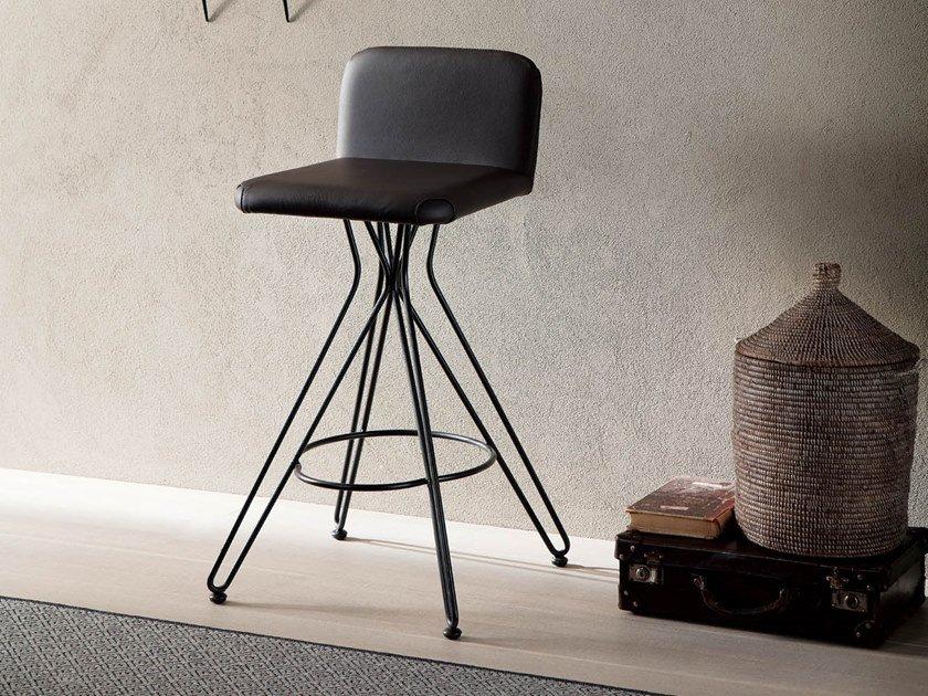 High upholstered leather stool | Caleb by Ozzio Italia