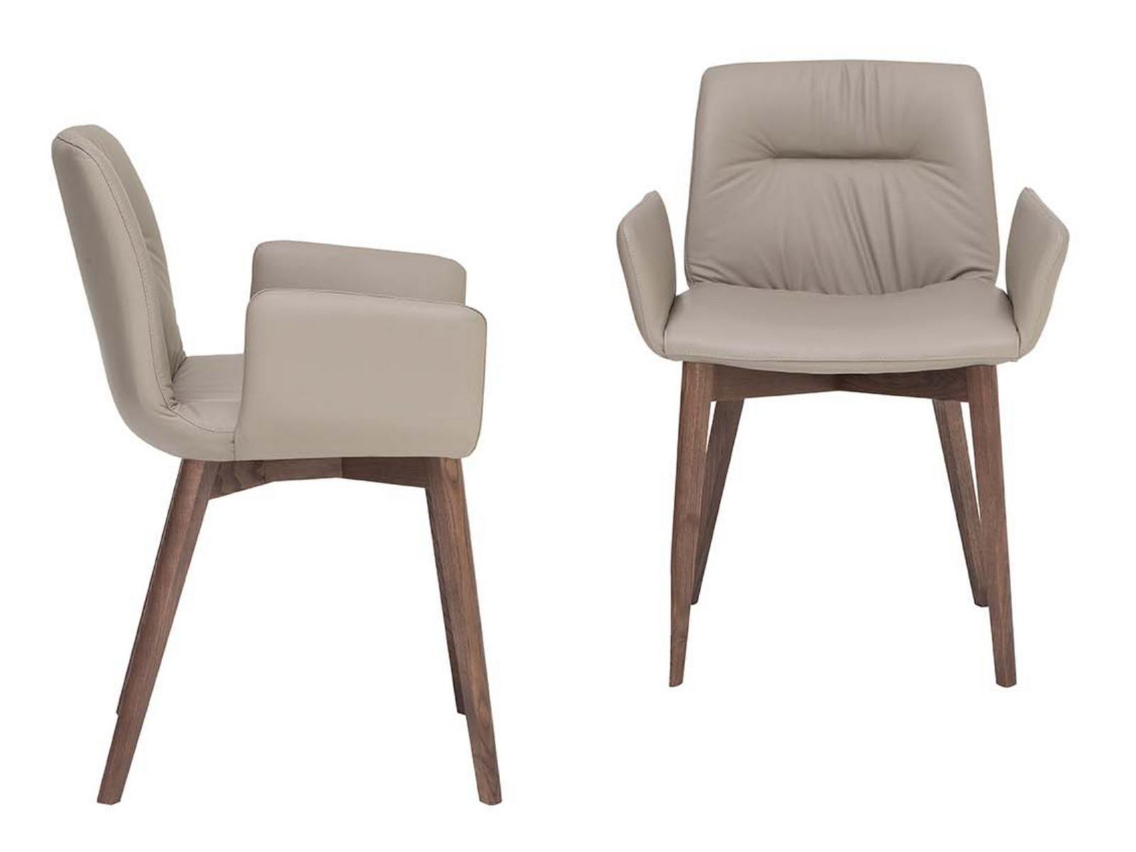 Upholstered leather chair with armrests | Alexia by Tonin Casa