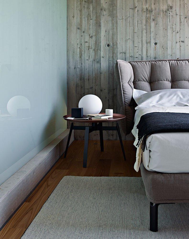 Fabric double bed with upholstered headboard | Husk by B&B Italia