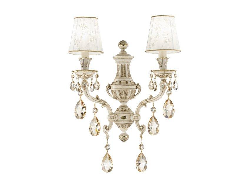 Antique white/gold wall lamp with Schoeler crystals | Windsor 888/a2-pz-gg by Possoni Illuminazione