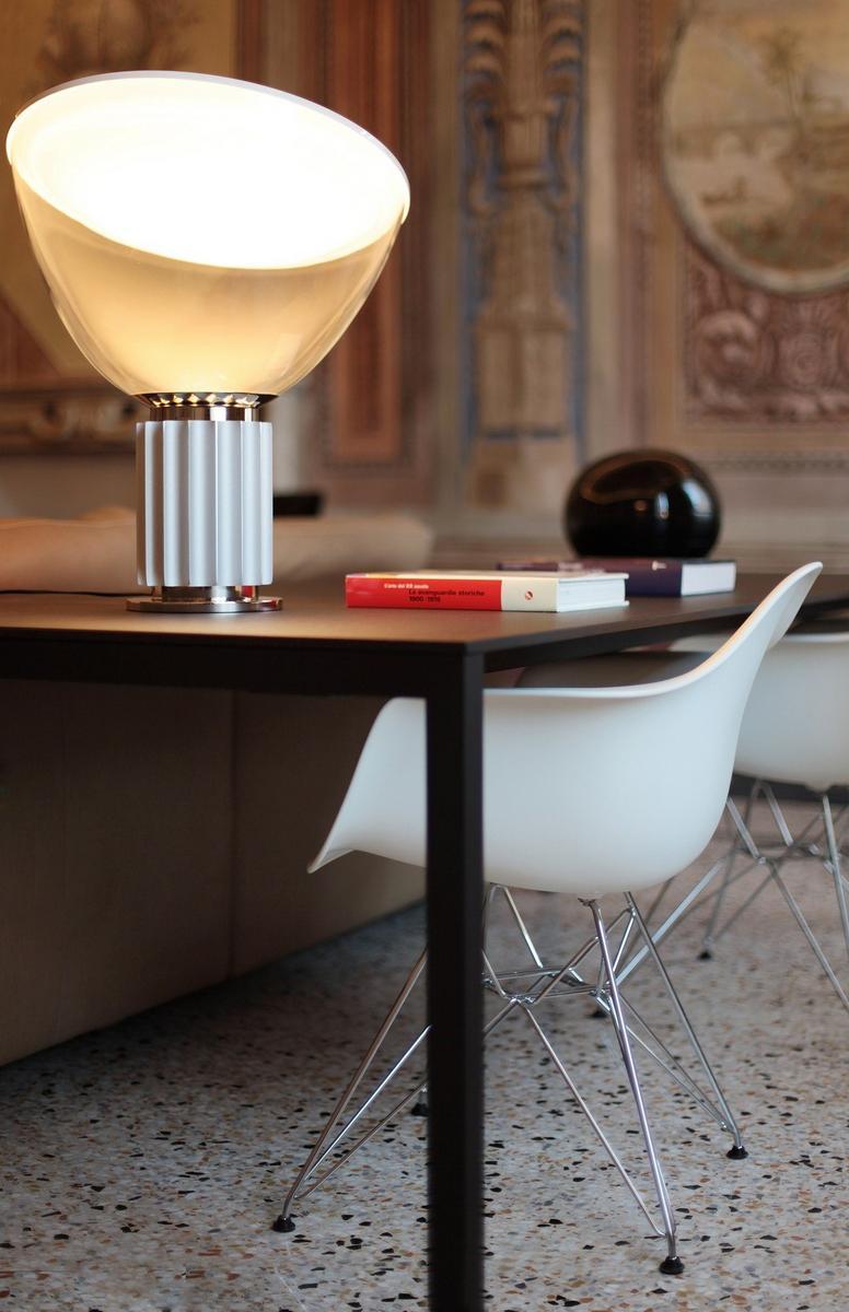 LED indirect light glass and aluminium table lamp | Taccia by Flos