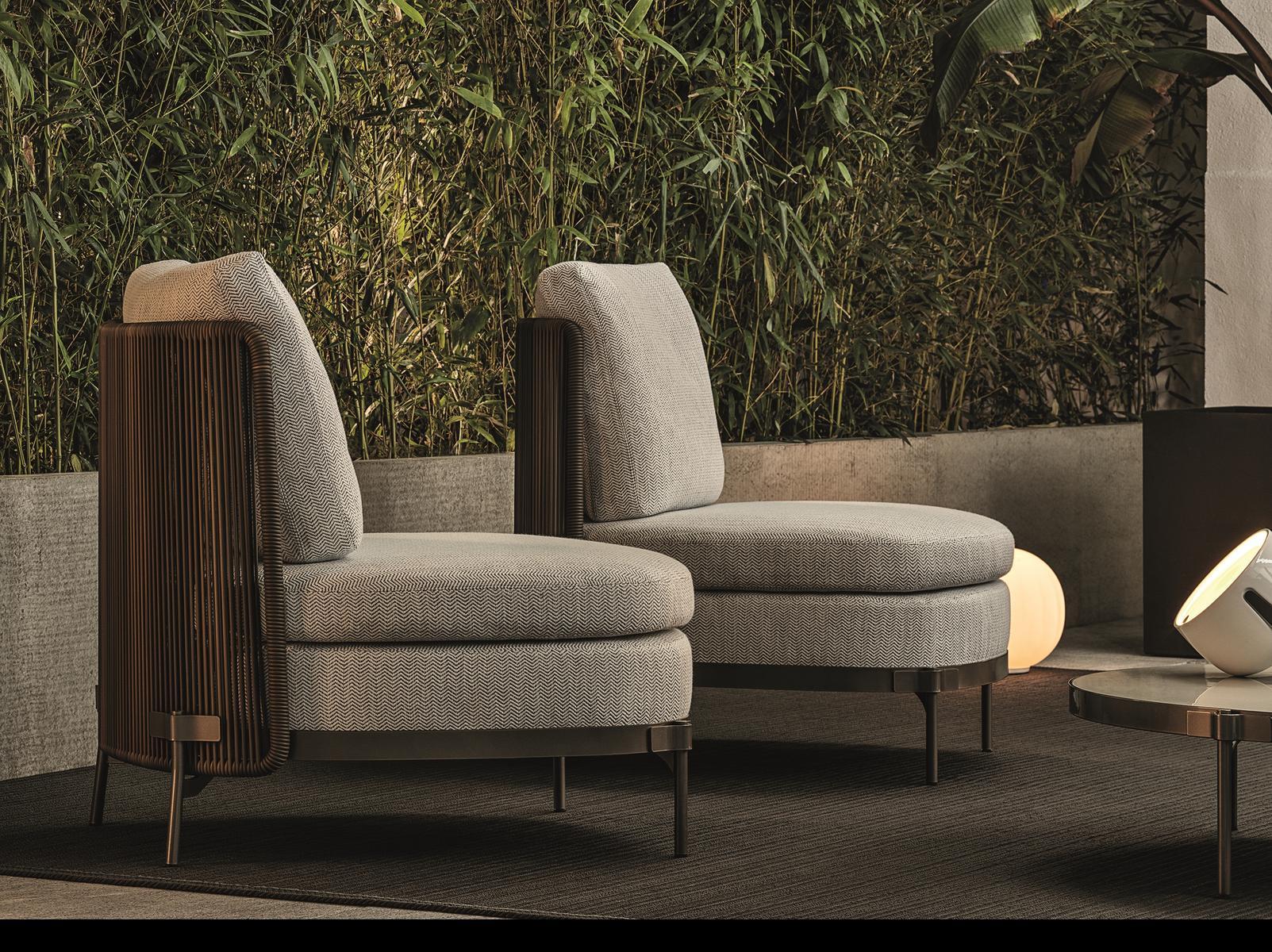 Round stone garden side table | Tape Cord Outdoor by Minotti