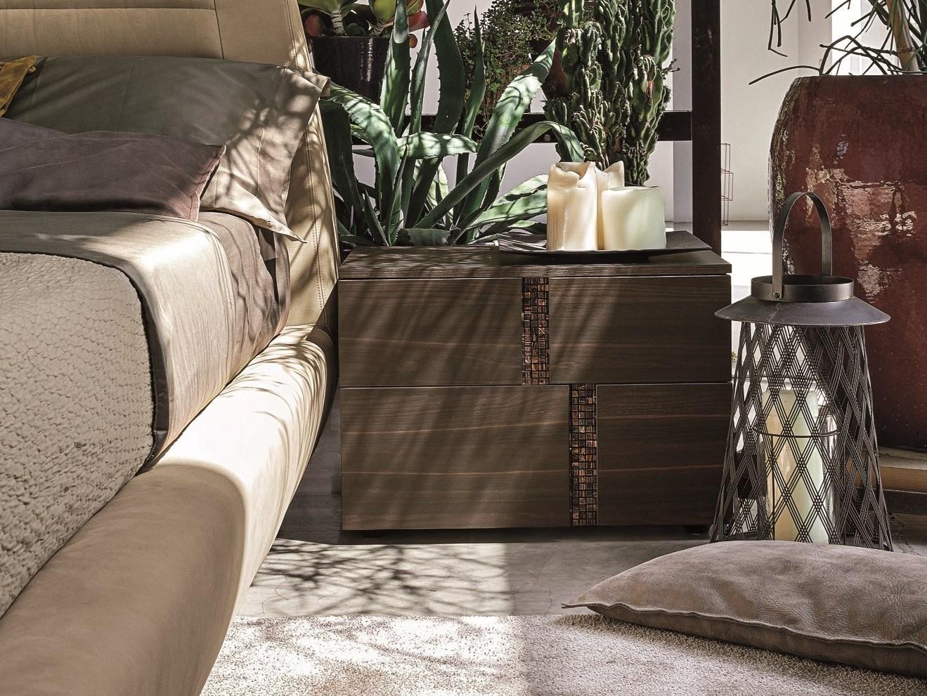 Rectangular oak bedside table with drawers | Athena by Tomasella