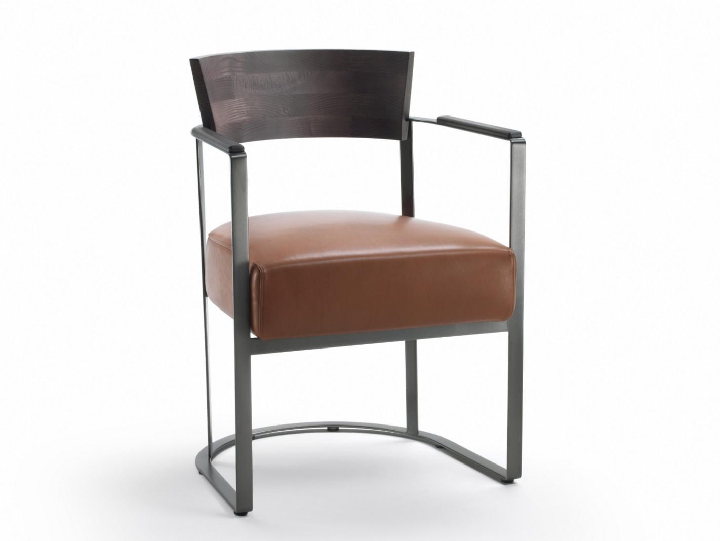 Leather chair with armrests | Morgan by Flexform