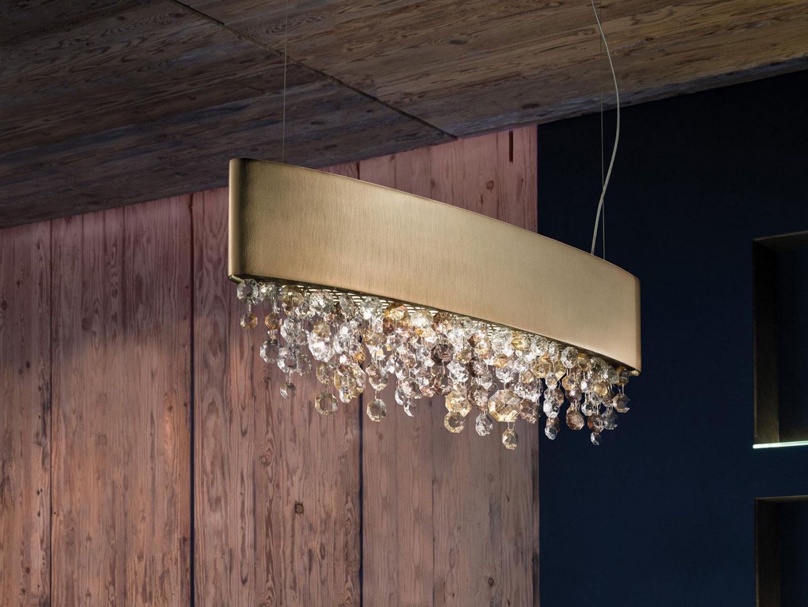 LED metal pendant lamp with crystals | Olá S2 Ov 50 by Masiero