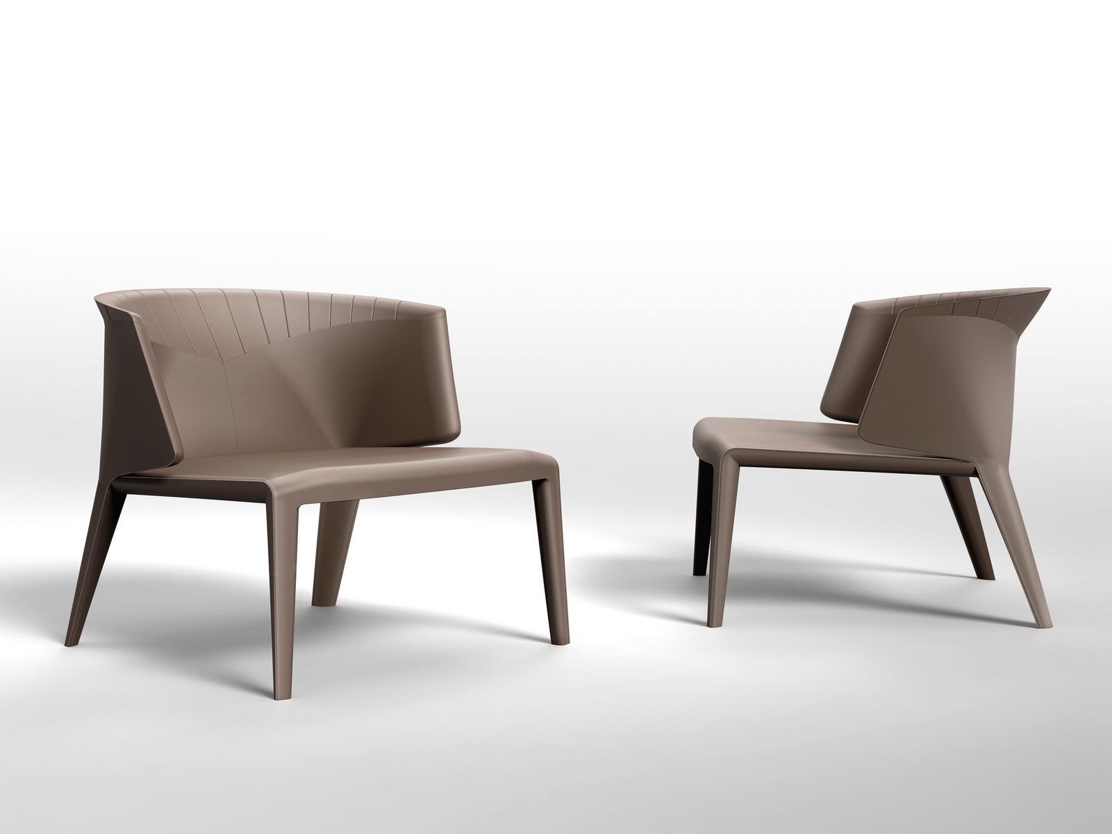 Upholstered tanned leather armchair | Anastasia by Visionnair