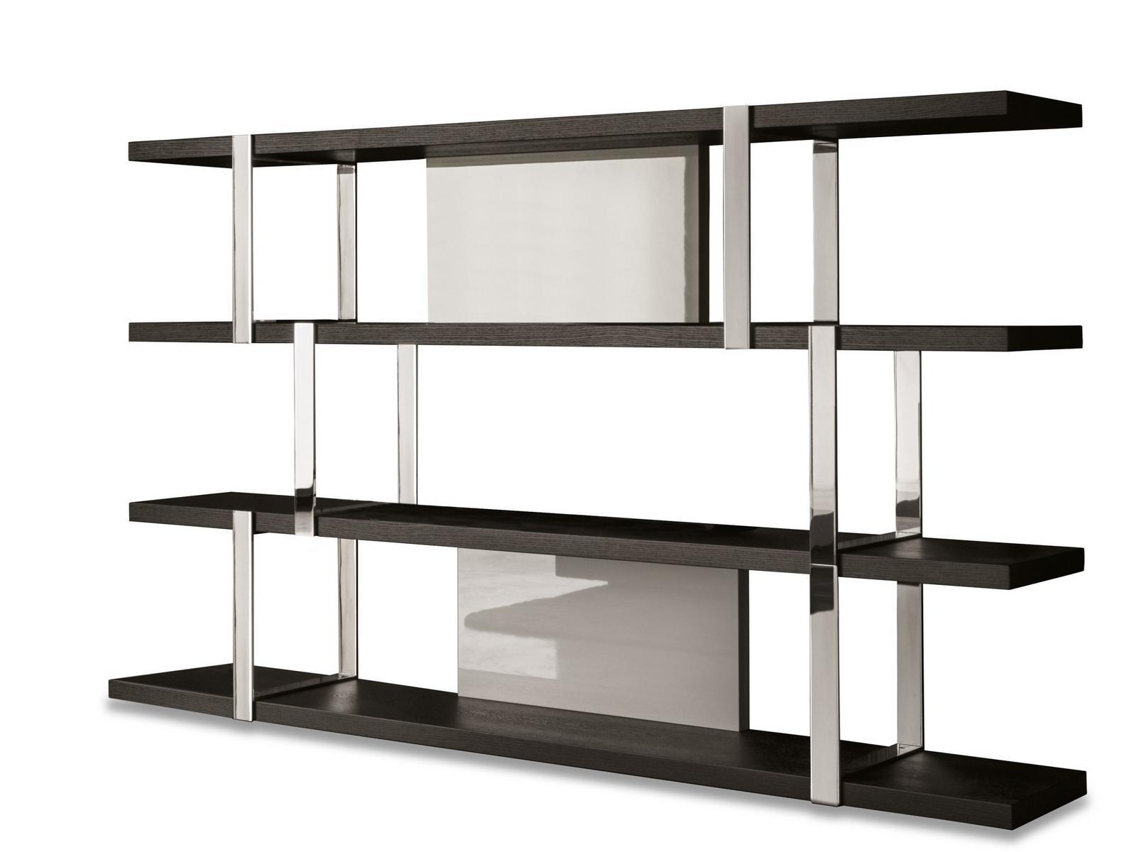 Open wooden bookcase | Dalton Chrome by Minotti