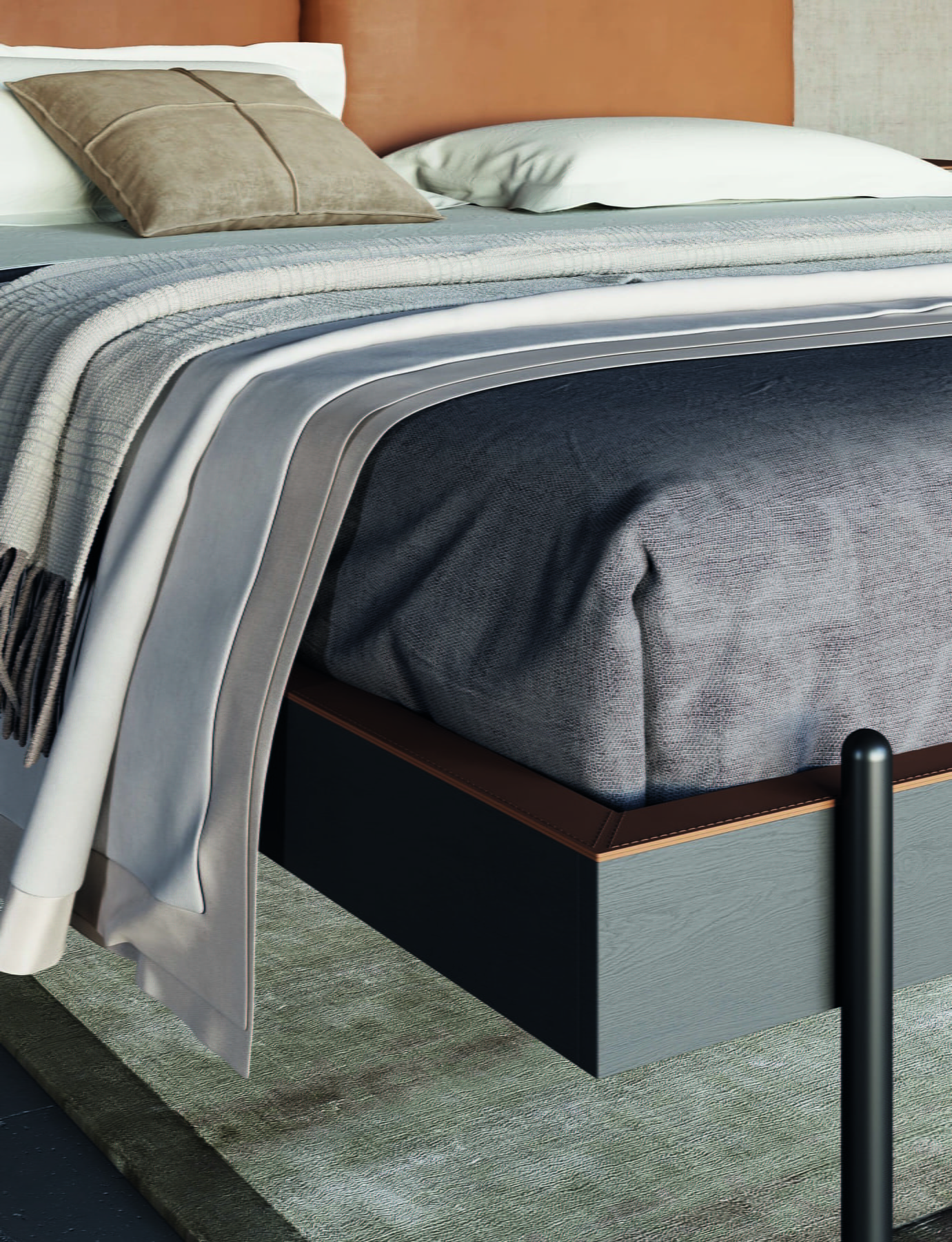 Fabric bed with upholstered headboard | Supernova by Dall'Agnese