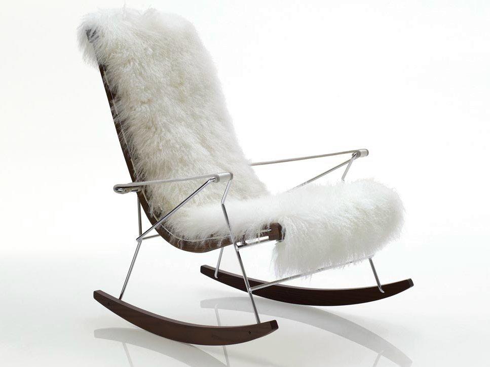 Rocking fur armchair with armrests | J.j. by B&B Italia