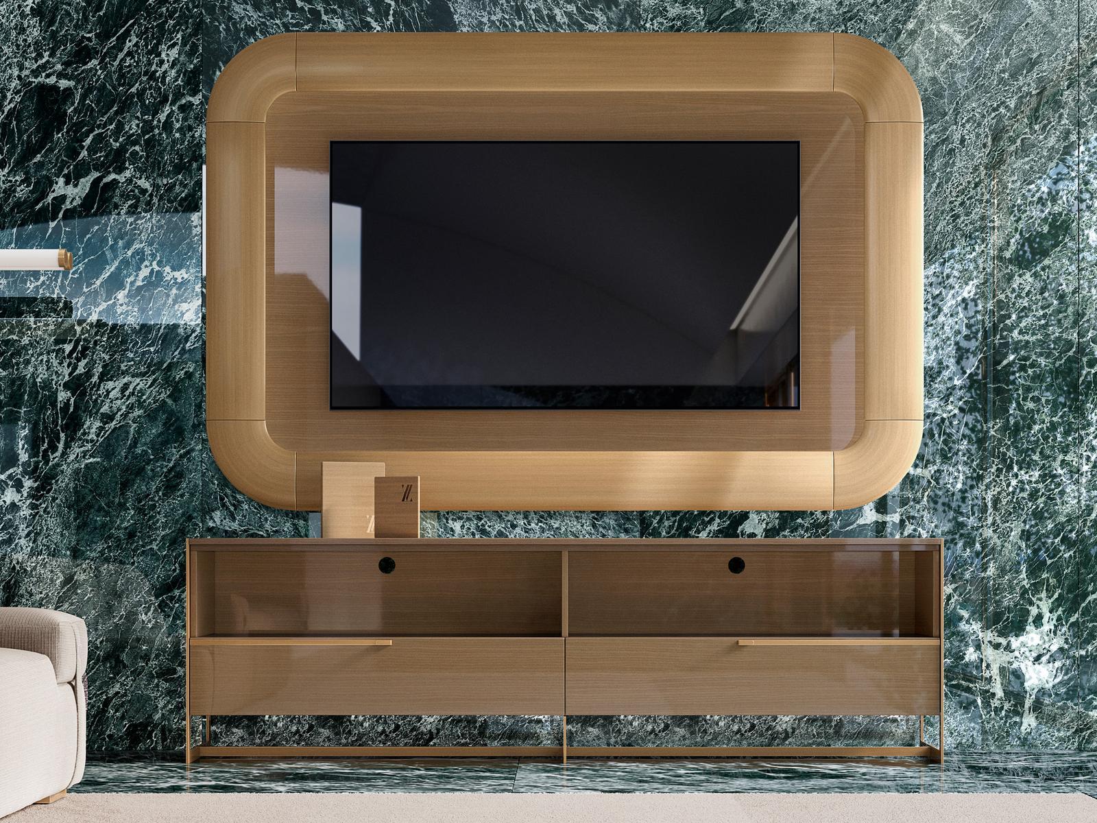 Wooden TV cabinet with flap doors | Mavis by Volpi