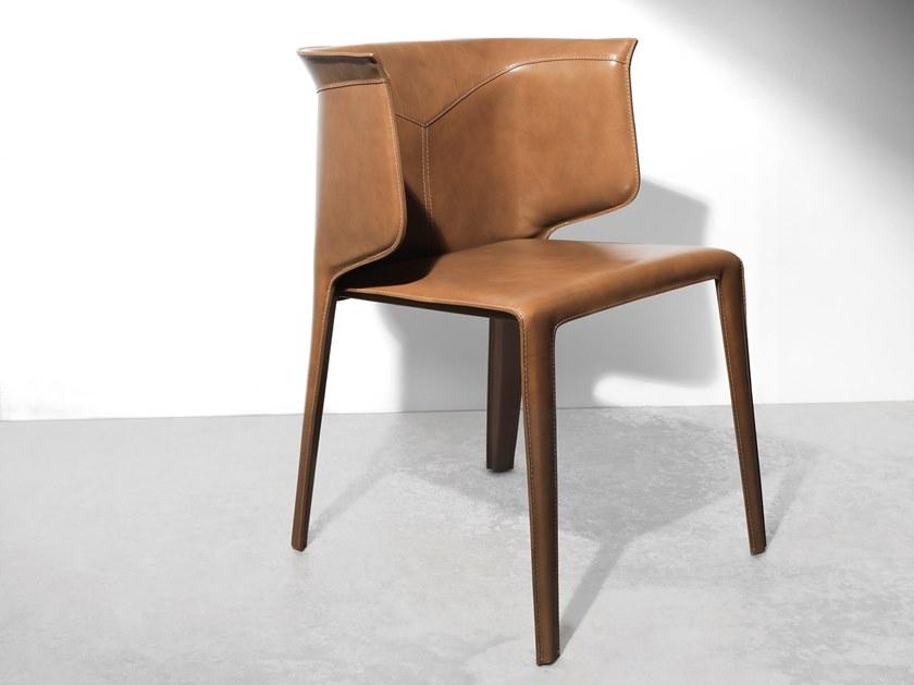 Contemporary style upholstered tanned leather chair | Anastasia by Visionnair